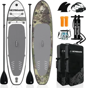 2-Pack HEYBOARD Inflatable Stand Up Paddle Board 10'6"x32"x6" Camouflage Patterned & Gray Patterned