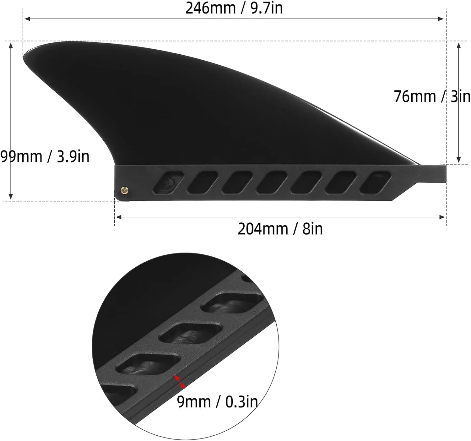 4.6 Inch TPU Soft Center Fin for Inflatable Paddle Board Surfboard, Flexible Replacement Surfing Fin Longboard Accessories with Easy Installation