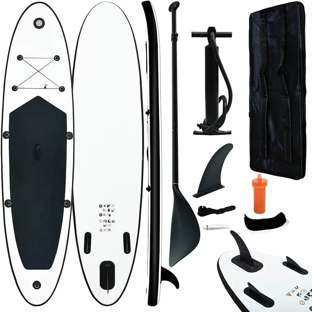 CHARMMA Inflatable Stand Up Paddleboard Set Black and White,Paddleboards-92728