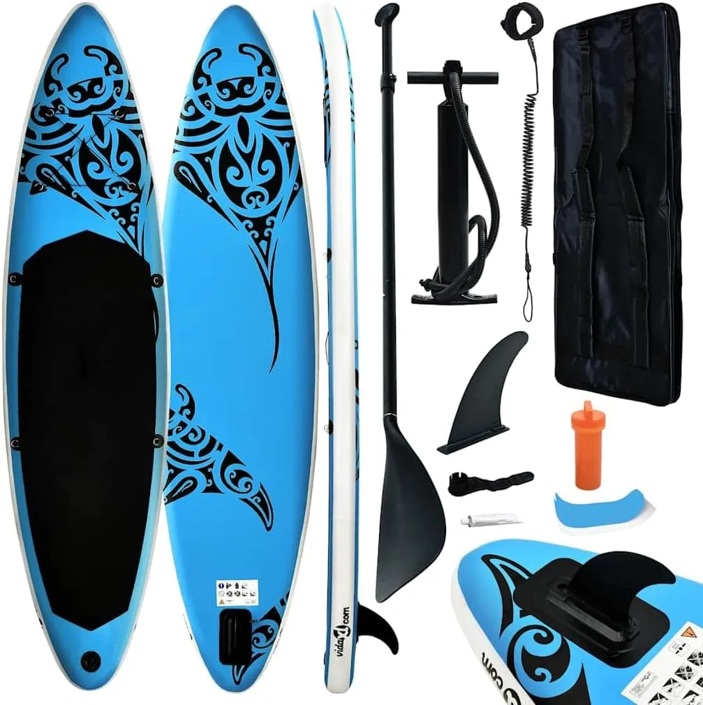 Comfortable and Stable Inflatable Stand Up Paddleboard Set for Recreational Use, 120.1" x 29.9" x 5.9", Blue