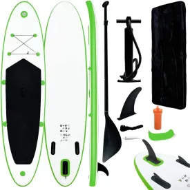 Comfortable Inflatable Stand Up Paddleboard Set for Recreational Use, Quick Inflation, Durable Construction, Green and White