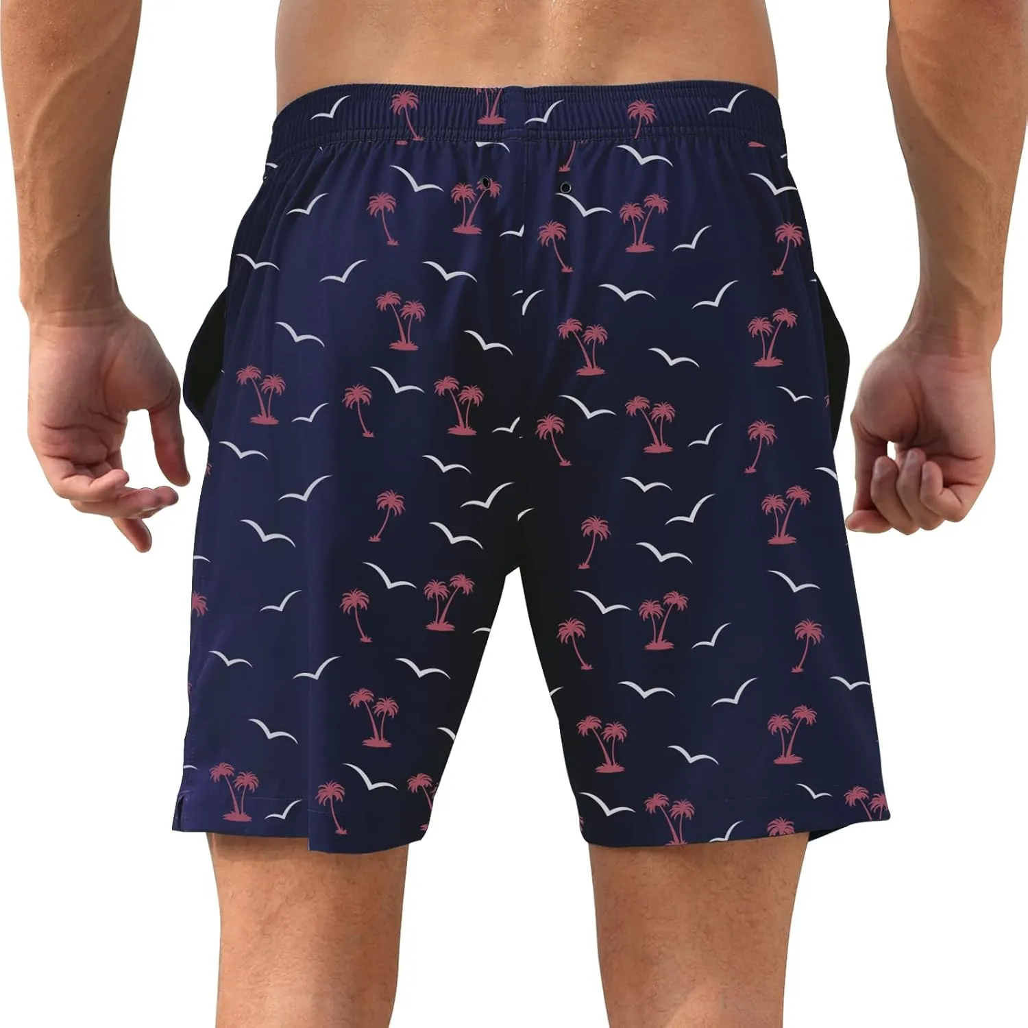 DEOLAX Mens Swim Trunks 7 Inch Inseam Summer Dry Fit Swimming Trunks Board Shorts Lightweight Workout Mens Bathing Suit