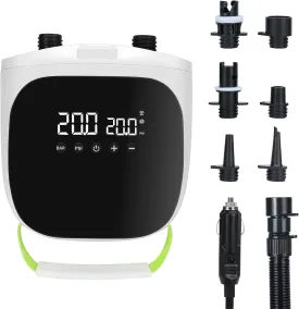 Electric Paddle Board Pump  20PSI High-Pressure Electric SUP Pump Air Pump with Auto Shutoff, Dual-Stage Inflation for Paddle Boards, Kayaks, Tents, Boats & Inflatables White