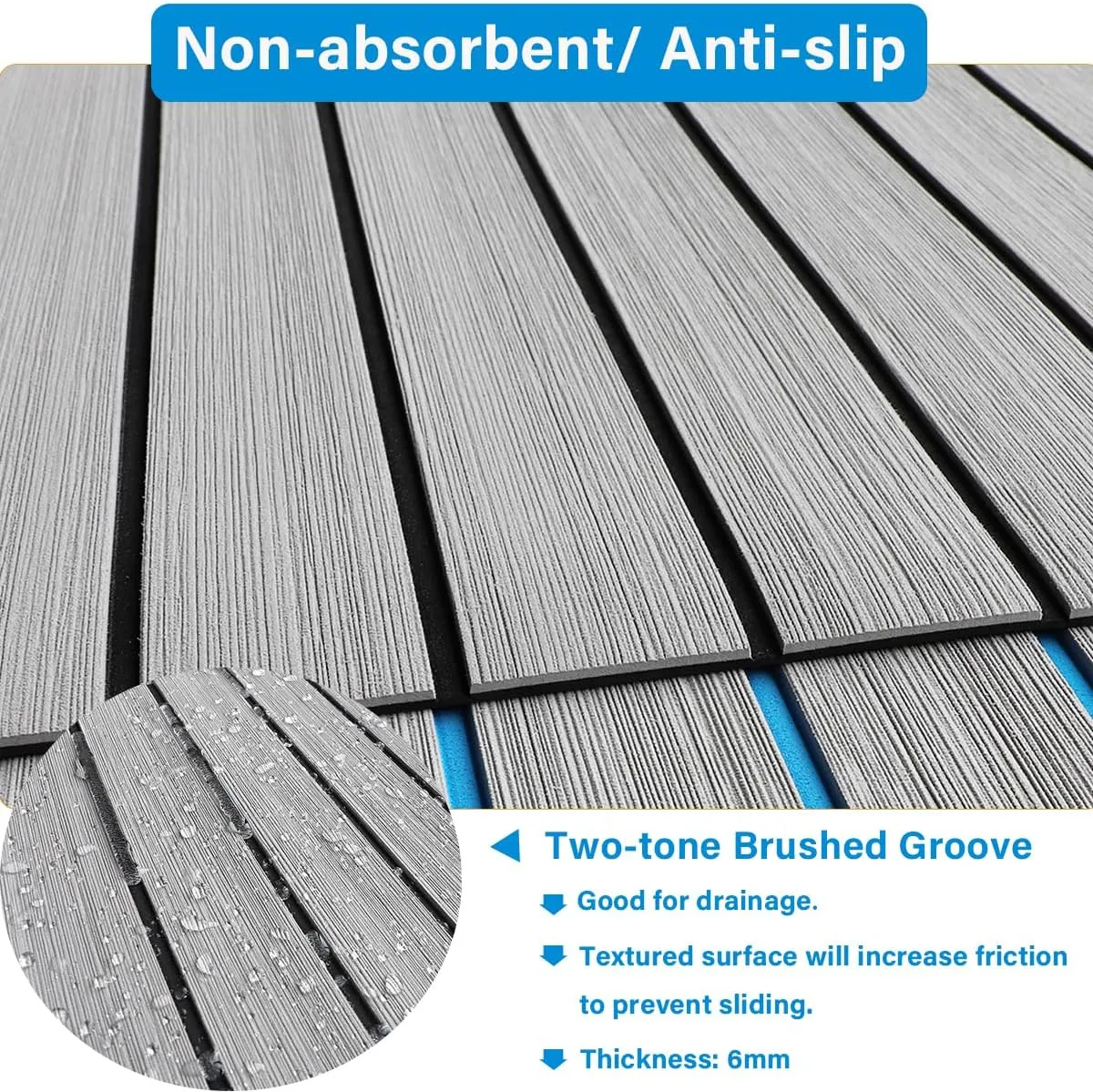 EVA Foam Decking 94x45/35/16 Faux Teak Marine Carpet Non-Slip Self-Adhesive Foam Deck Mat Rolls Sheet for MotorBoats, Pontoon, Yacht, Jon Boat Floor