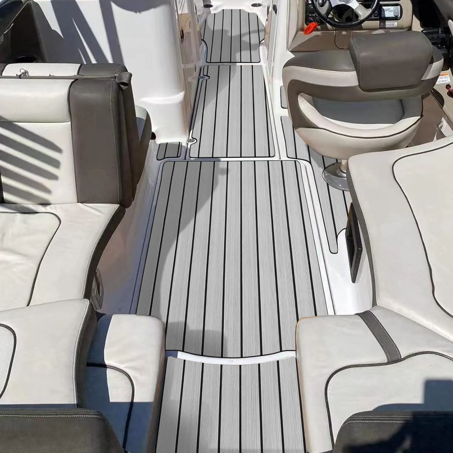 EVA Foam Decking 94x45/35/16 Faux Teak Marine Carpet Non-Slip Self-Adhesive Foam Deck Mat Rolls Sheet for MotorBoats, Pontoon, Yacht, Jon Boat Floor