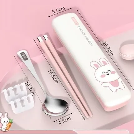 Fun & Safe Children's Cutlery Set - Stainless Steel Spoon & Chopsticks