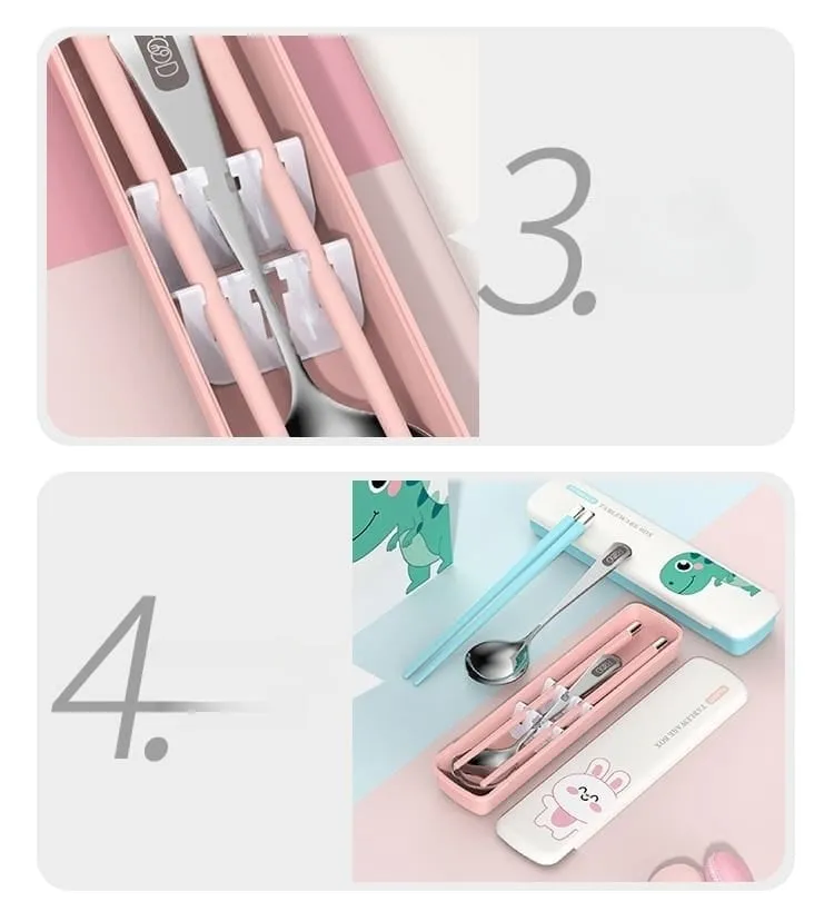 Fun & Safe Children's Cutlery Set - Stainless Steel Spoon & Chopsticks