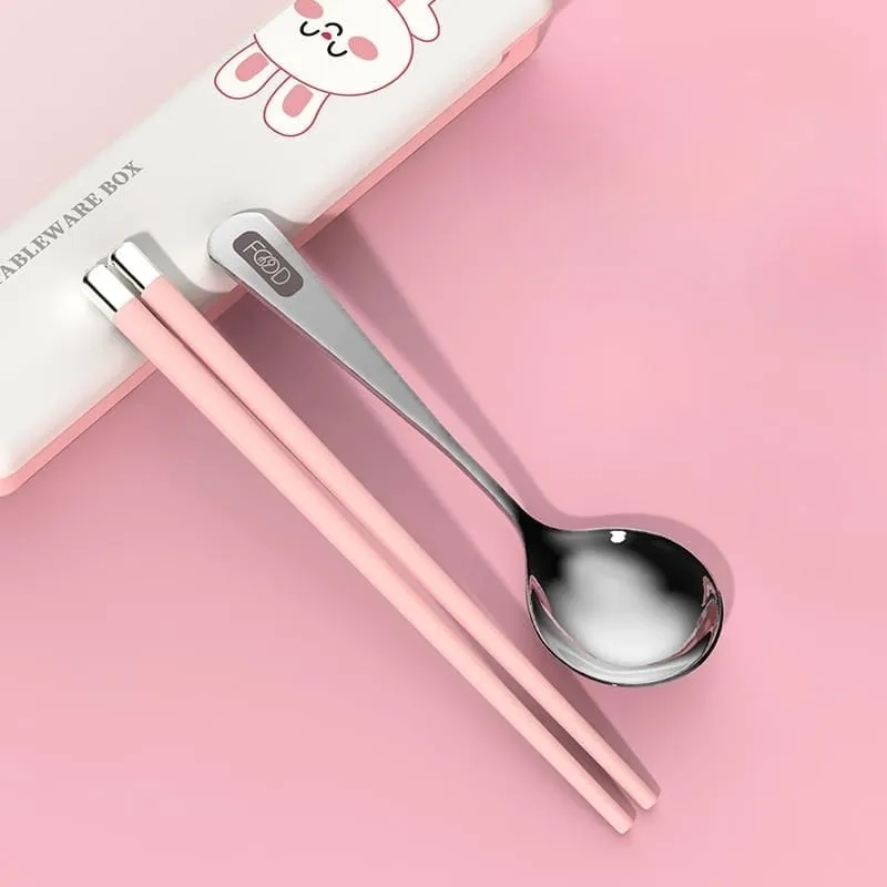 Fun & Safe Children's Cutlery Set - Stainless Steel Spoon & Chopsticks