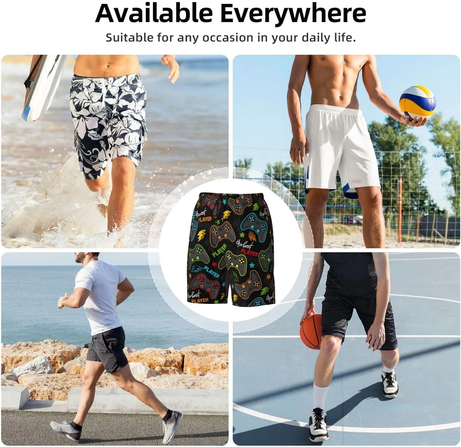 Game Mens Swim Trunks Quick Dry Swim Shorts with Mesh Lining Breathable Men's Beach Pants Swimwear Bathing Suits,