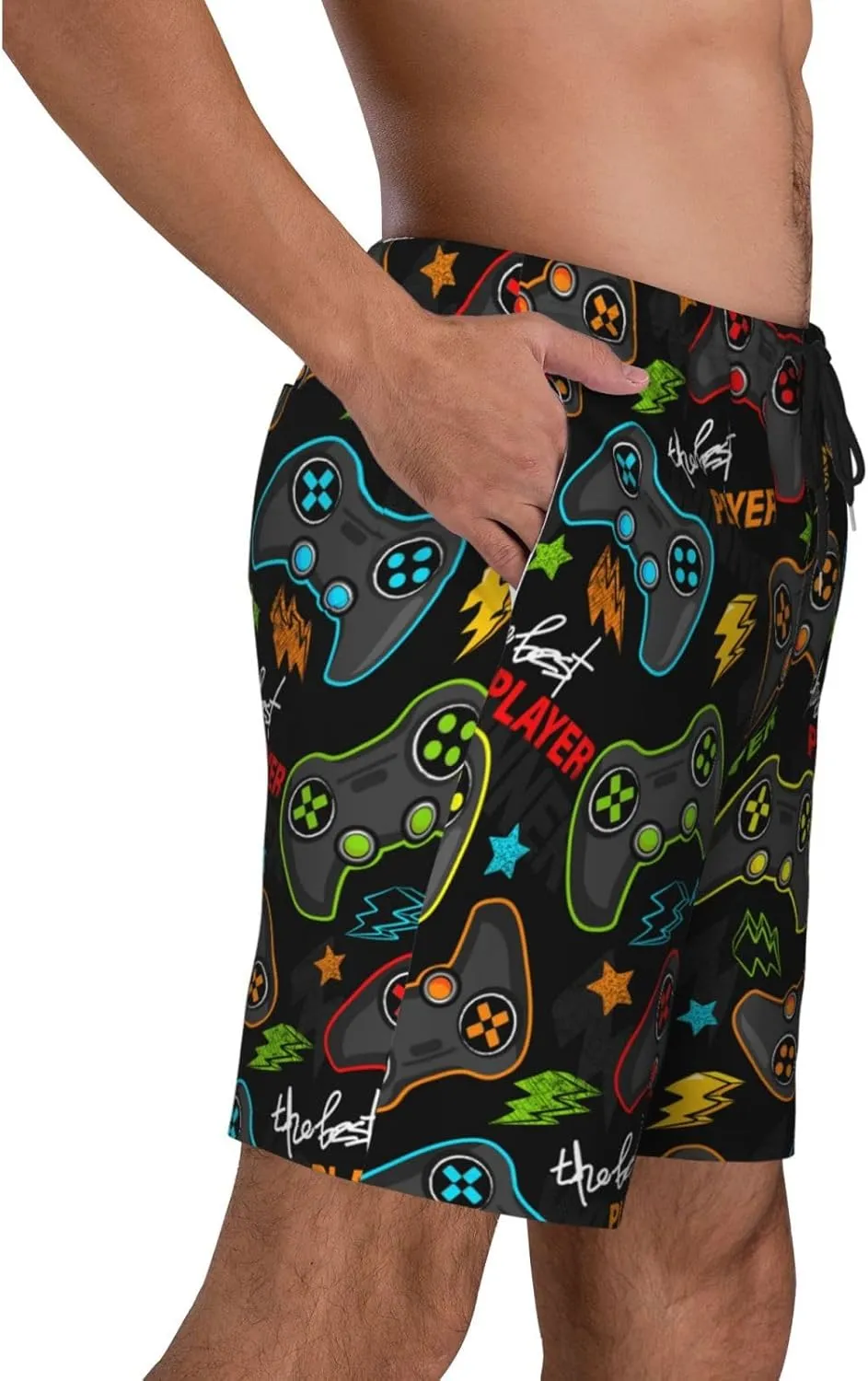Game Mens Swim Trunks Quick Dry Swim Shorts with Mesh Lining Breathable Men's Beach Pants Swimwear Bathing Suits,