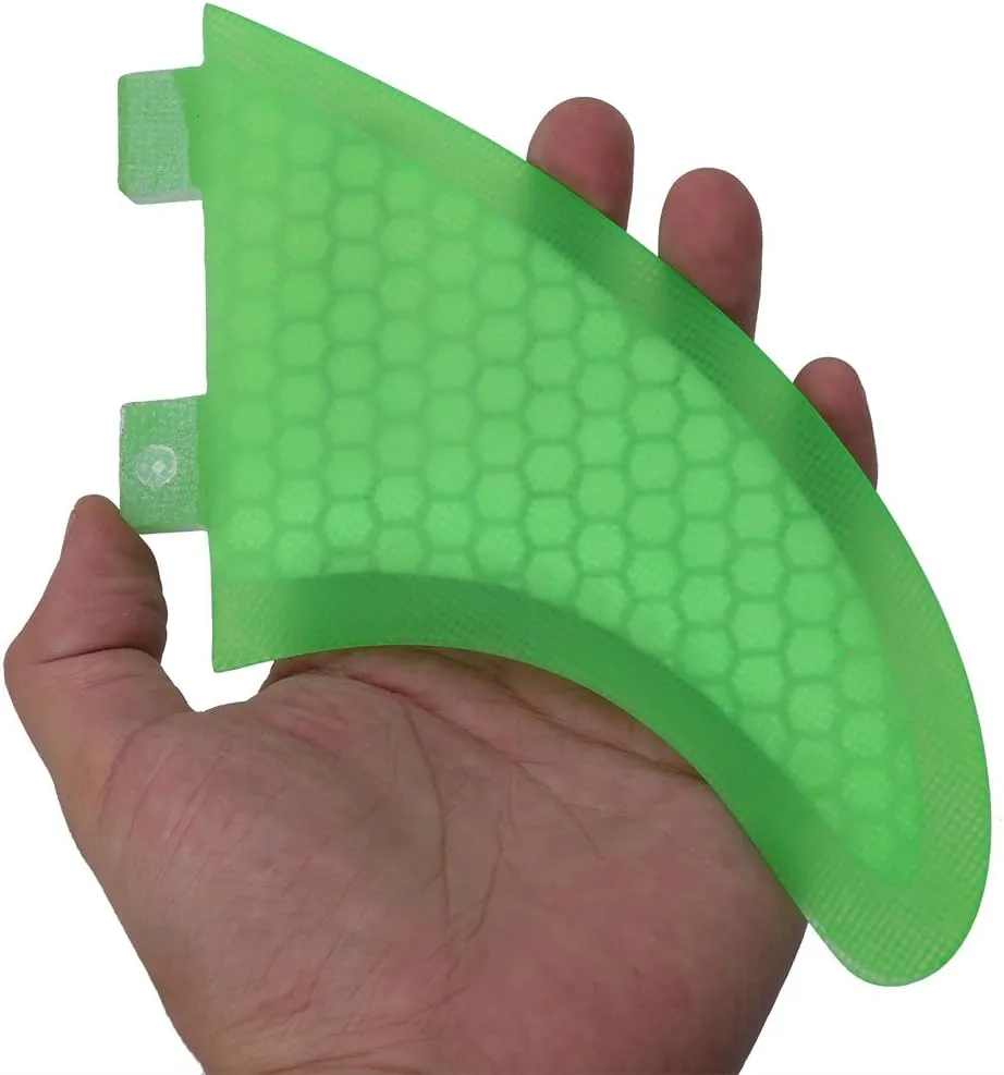 Green G3 G5 G7 Fiberglass Surf Fins, Lightweight Responsive Thruster for Surfboards, Maximize Speed, Power, Sturdy 3Fin Set, Fits Shortboard, Funboard, Longboard
