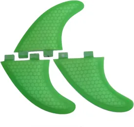 Green G3 G5 G7 Fiberglass Surf Fins, Lightweight Responsive Thruster for Surfboards, Maximize Speed, Power, Sturdy 3Fin Set, Fits Shortboard, Funboard, Longboard