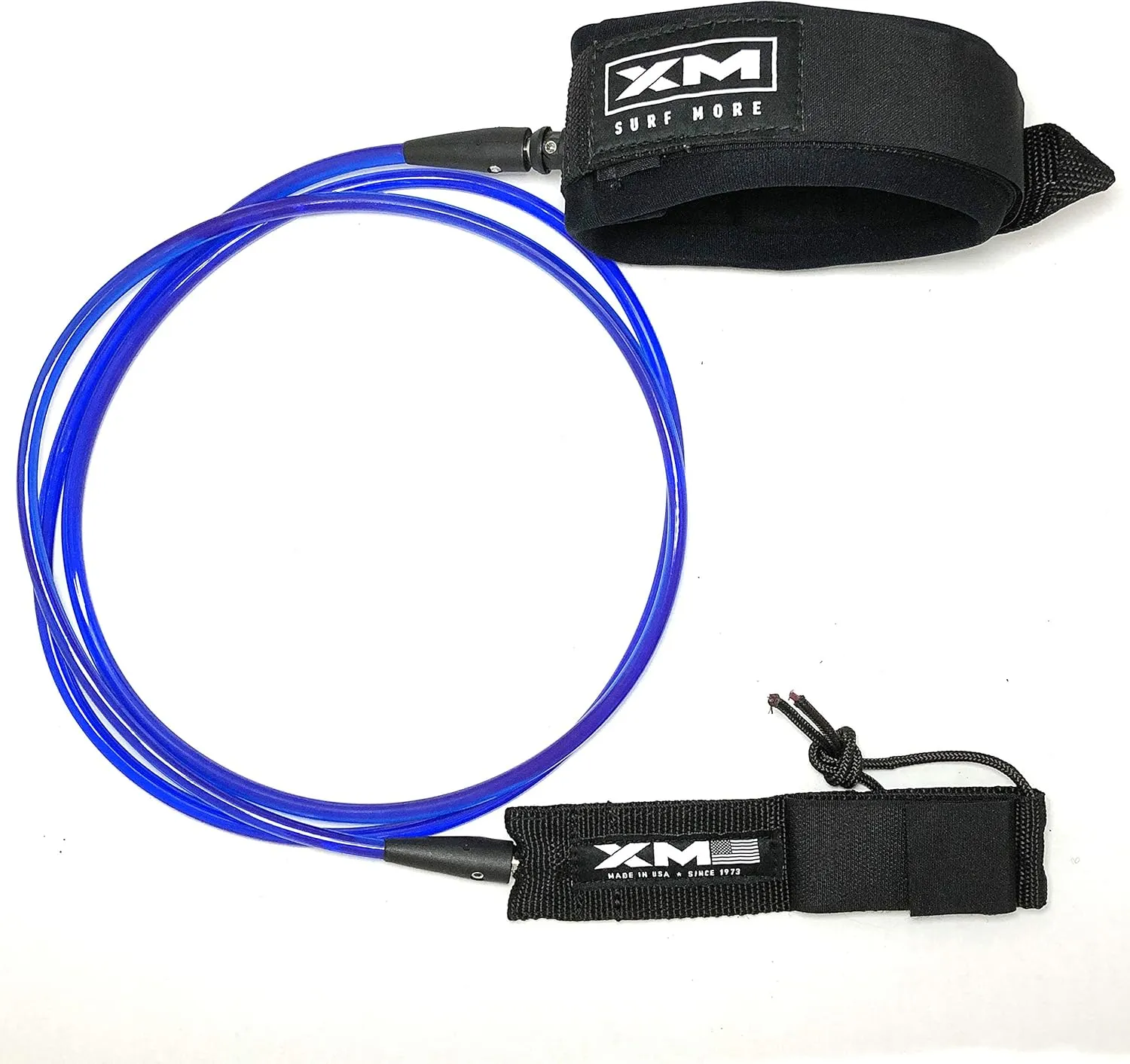 Knee/Calf Surfboard Leash 8ft-12ft, Regular Cord Thickness (.270 in.), Choose Length and Color, Key Pocket, Unbreakable Swivels, Detachable Railsaver, Made in USA