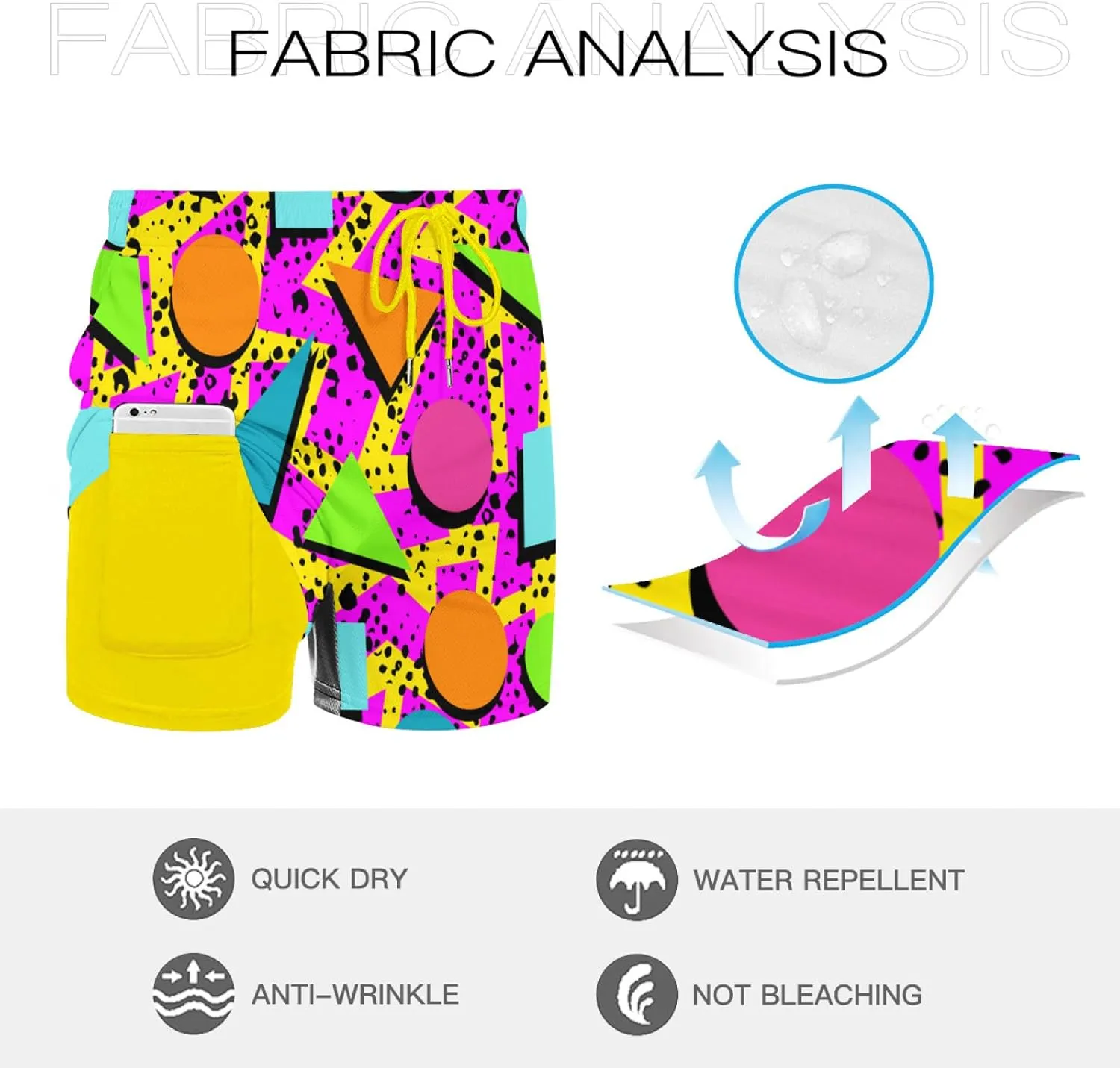 KSLIDS Mens Swim Trunks with Compression Liner 2-in-1 Swimming Shorts 5 inch Inseam Quick Dry Beach Board Shorts