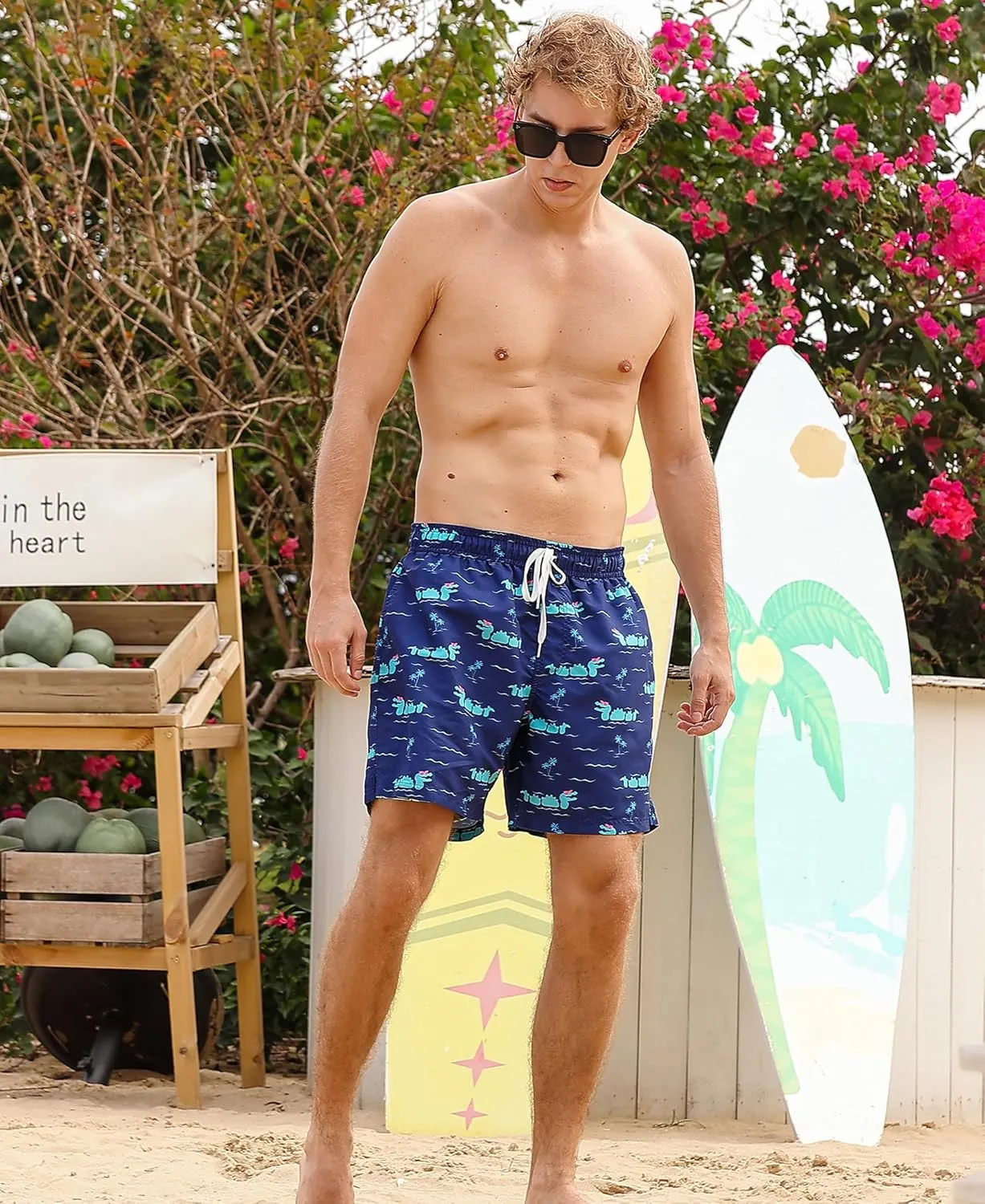 Men's Swim Trunks 5.5 Inch Bathing Suits for Men 2 in 1 Board Shorts with Compression Liner