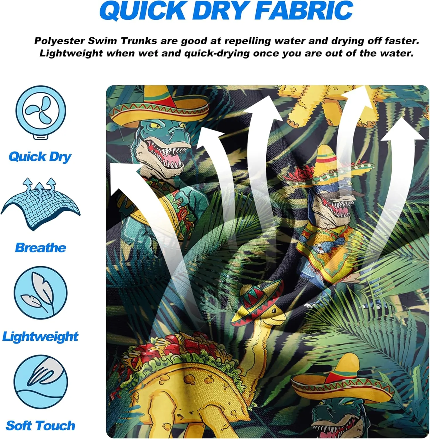 Mens Swim Trunks Quick Dry Board Shorts with Mesh Lining, Breathable Surf Beach Shorts Swimwear Bathing Suits