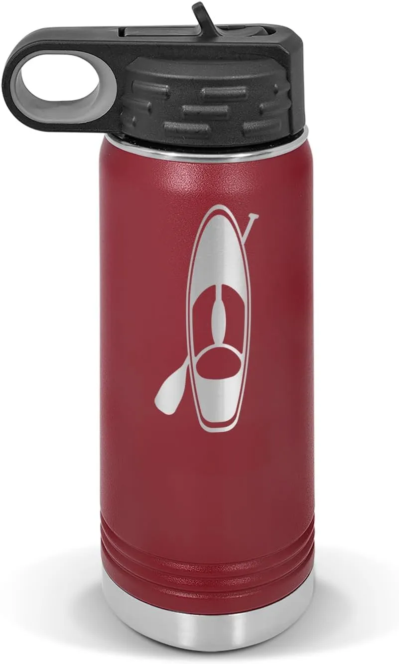 Paddle Board and Paddle Water Bottle 20 oz - Laser Engraved w/Flip Top Removable Straw - Polar Camel - Stainless - Vacuum Insulated - Drinkware - Paddle Boarding pabbleboard sup Stand up v2
