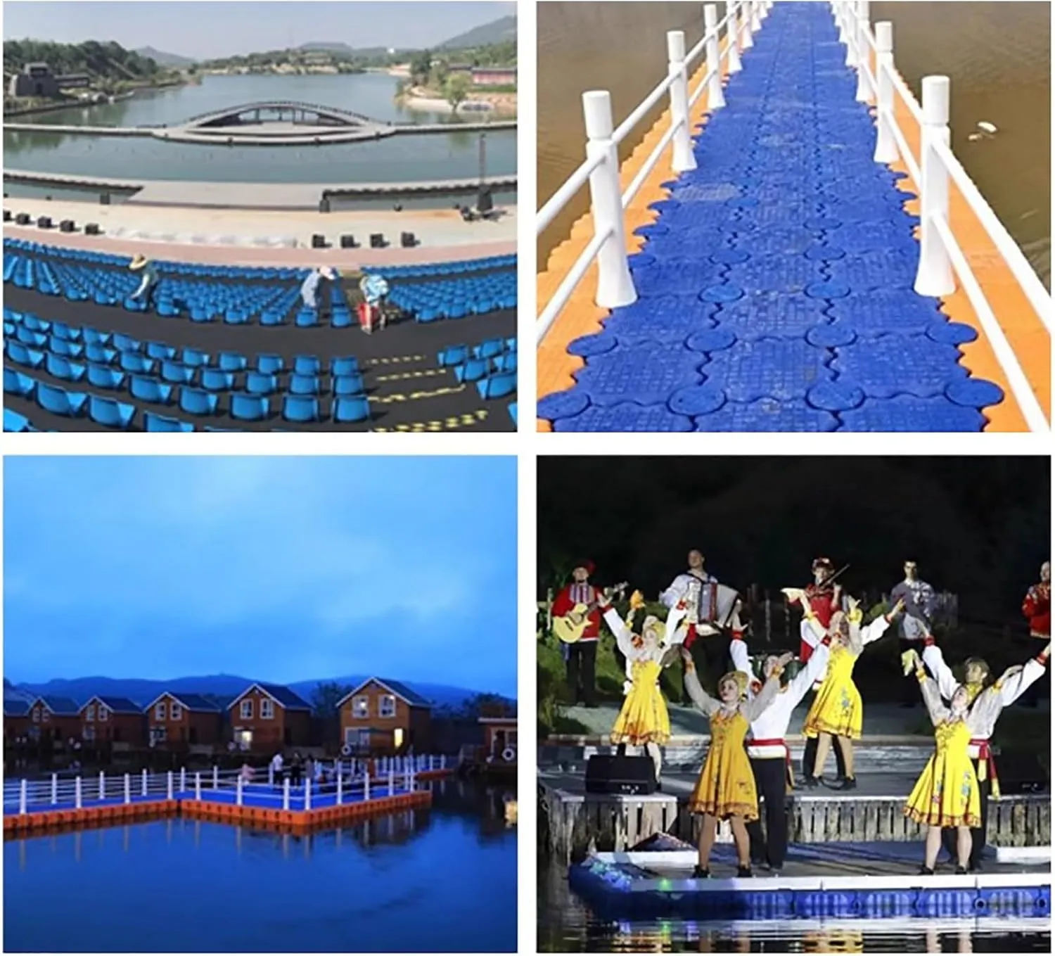 Portable Large Floating Platform, High Load-Bearing Capacity HDPE Floating Dock for Yachts/Boats, Heavy Duty Fishing Rafts with Anti-Slip Texture(Blue,H 40cm/15.7inch)