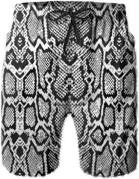 SARA NELL Mens Snake Skin Graphic Black Breathable Beach Board Shorts Swim Trunks Quick Dry