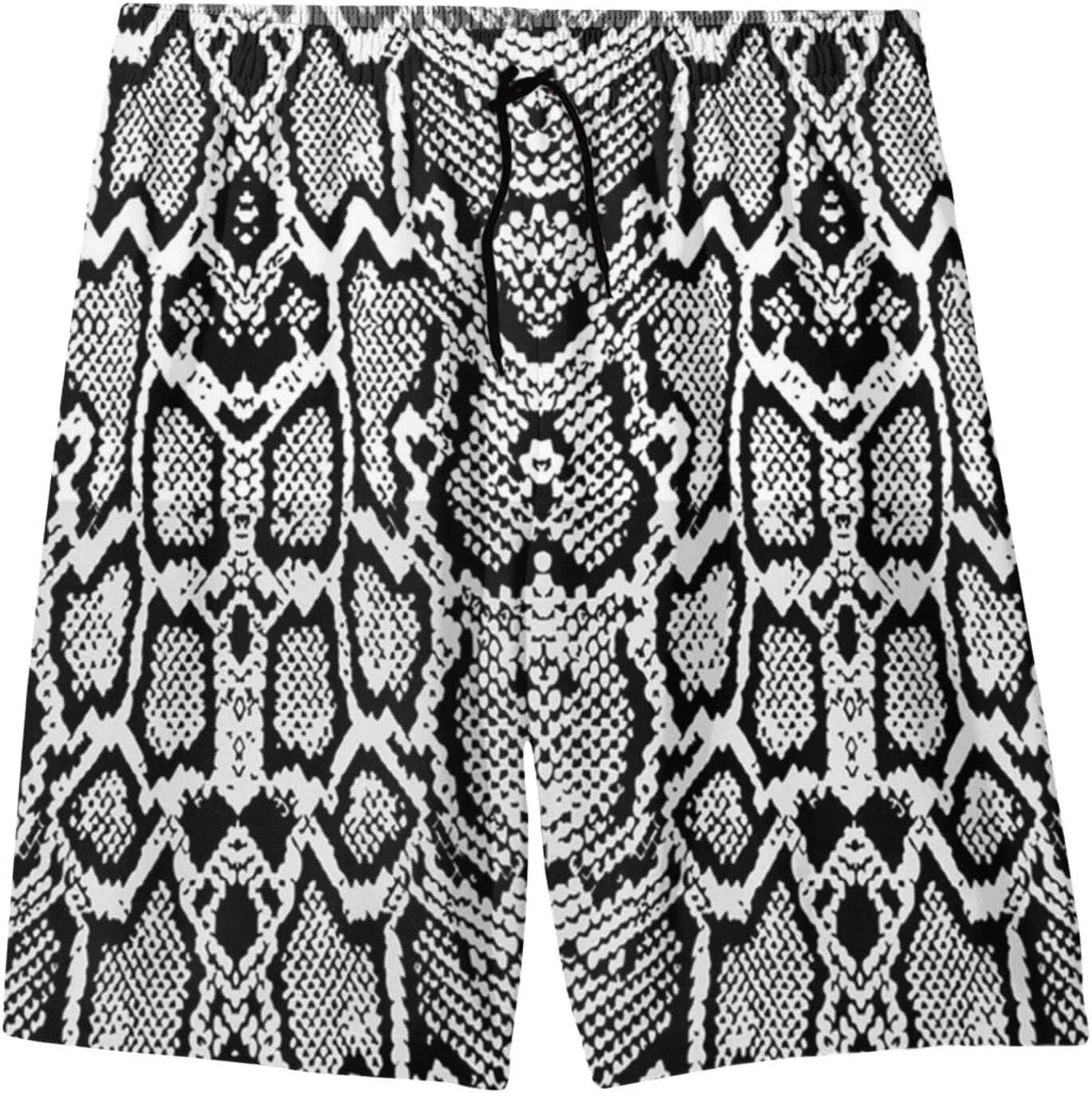 SARA NELL Mens Snake Skin Graphic Black Breathable Beach Board Shorts Swim Trunks Quick Dry