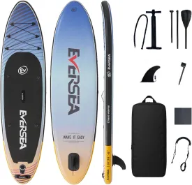 Stand-Up Paddle Boards, 10 ft Inflatable Paddle Board with SUP Accessories, Non-Slip Comfort EVA Deck, Dual PVC Layer, Ocean Dusk Basic All-Around Stable Wide Paddleboard for Youth & Adults