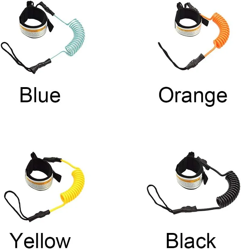 Surfboard Leash, Coiled Sup Leash Leg Rope, Straight Surf Board Leg Rope, Elastic Safety Outdoor SUP Strap Surfing Leash Rope Adjustable TPU Wrist Coil Leg Foot Rope(Black)