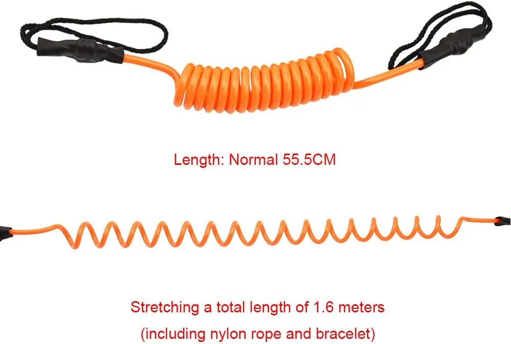 Surfboard Leash, Coiled Sup Leash Leg Rope, Straight Surf Board Leg Rope, Elastic Safety Outdoor SUP Strap Surfing Leash Rope Adjustable TPU Wrist Coil Leg Foot Rope(Black)