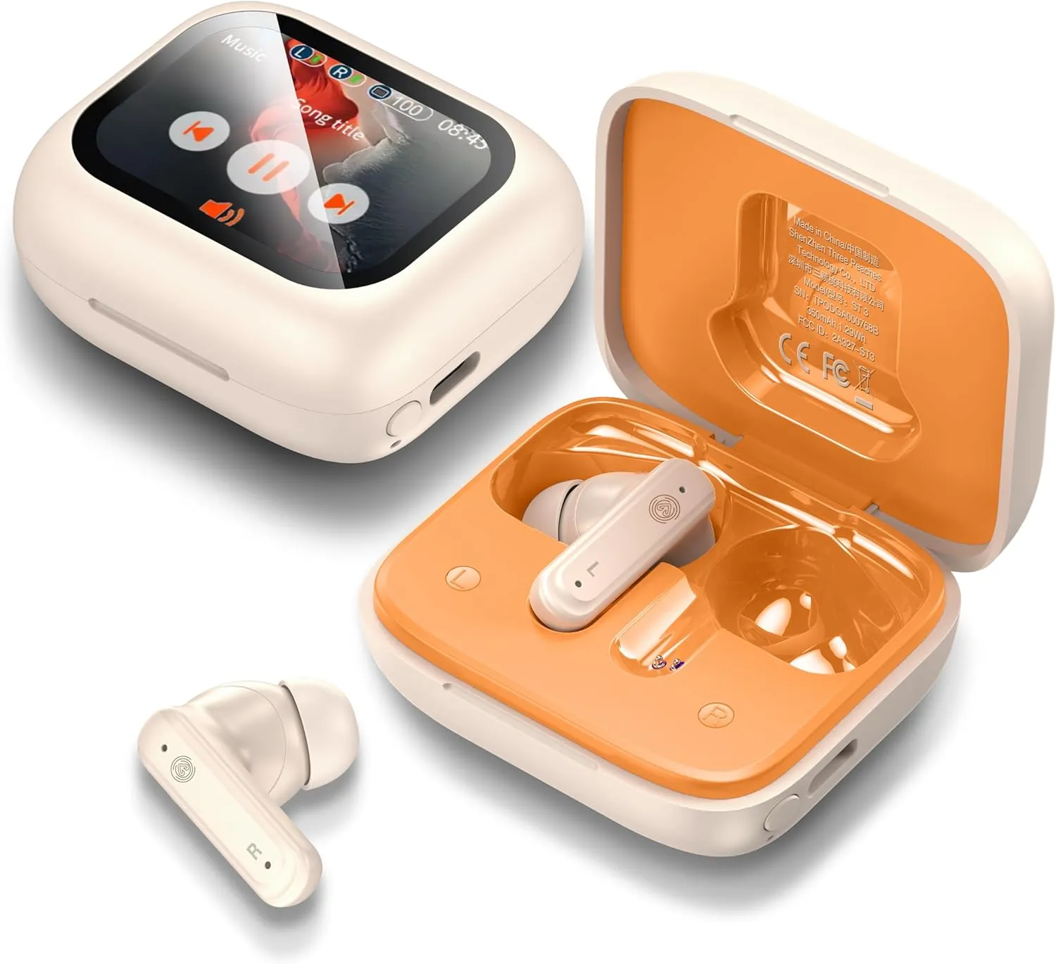 THREE PEACHES Ear Buds Wireless Earbuds Bluetooth 5.4 Headphones, Touch Screen Earbuds, Call ENC Noise Active Noise Cancelling, in-Ear Headphones USB Charging Case Earbuds for iPhone/Android