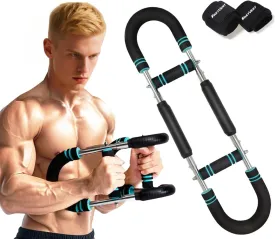 Twister Arm Trainer for Men, Adjustable Chest and Arm Exerciser with 2 Safety Wrist Wraps, Portable Strength Training Bar (60100lbs) for Chest, Triceps, Shoulders, Forearms, Thighs, and Back