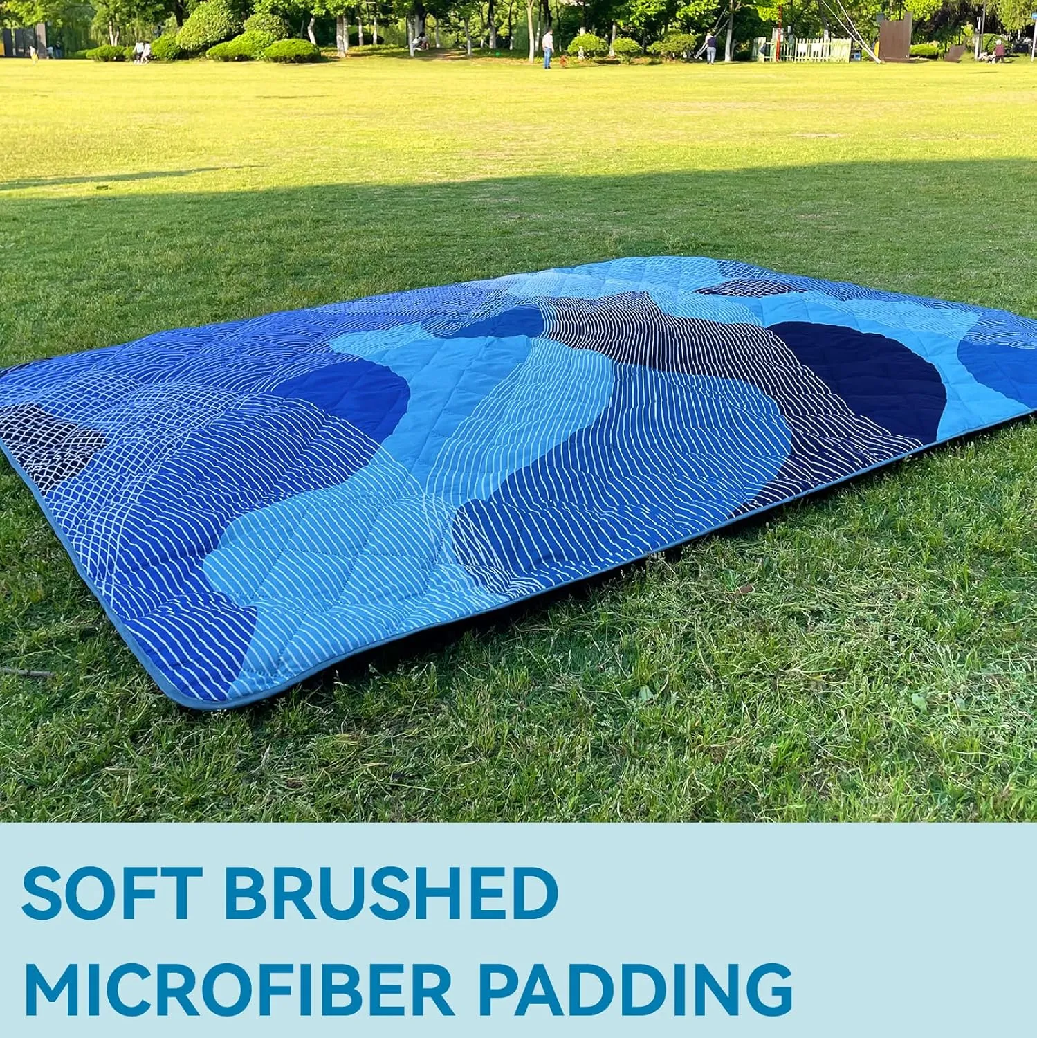 Whale Flotilla Extra Large Waterproof Picnic Blankets 60"x80", Foldable Lightweight Outdoor Blanket for Camping, Hiking, Traveling, Soft Portable Easy to Clean Picnic Mat for Beach Grass Park, Blue